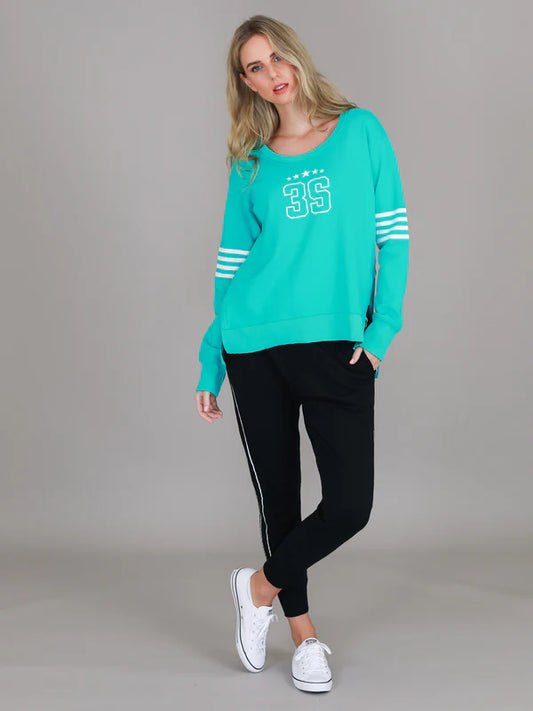 Celeste Stripe Band 3S Sweater Aquatic Blue