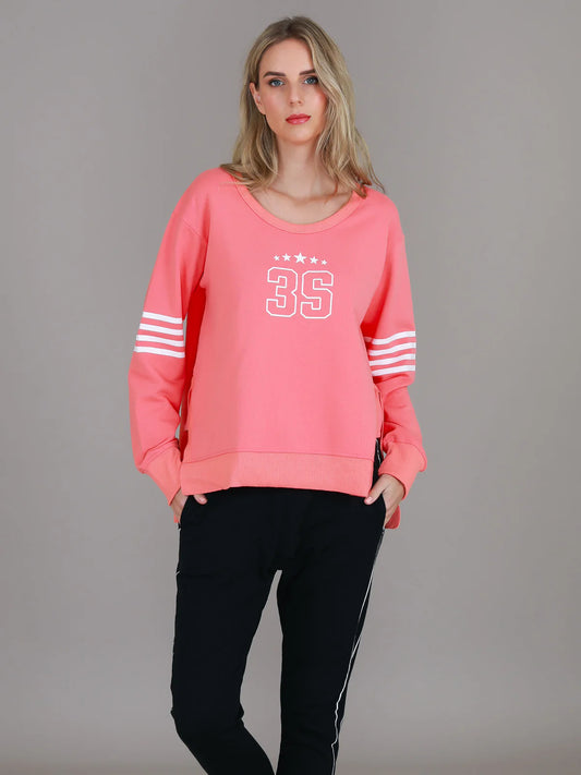 Celeste Stripe Band 3S Sweater Cherry Pink